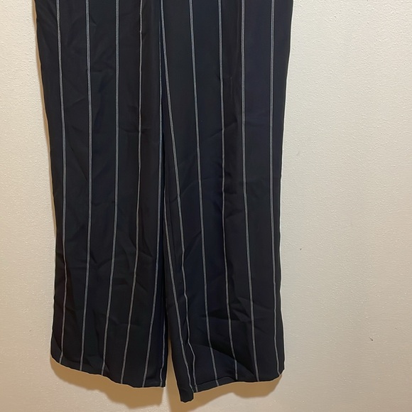 Anine Bing Isabella Pinstripe Pants Drawstring Pull On Black Stripe Size Medium - Picture 9 of 16